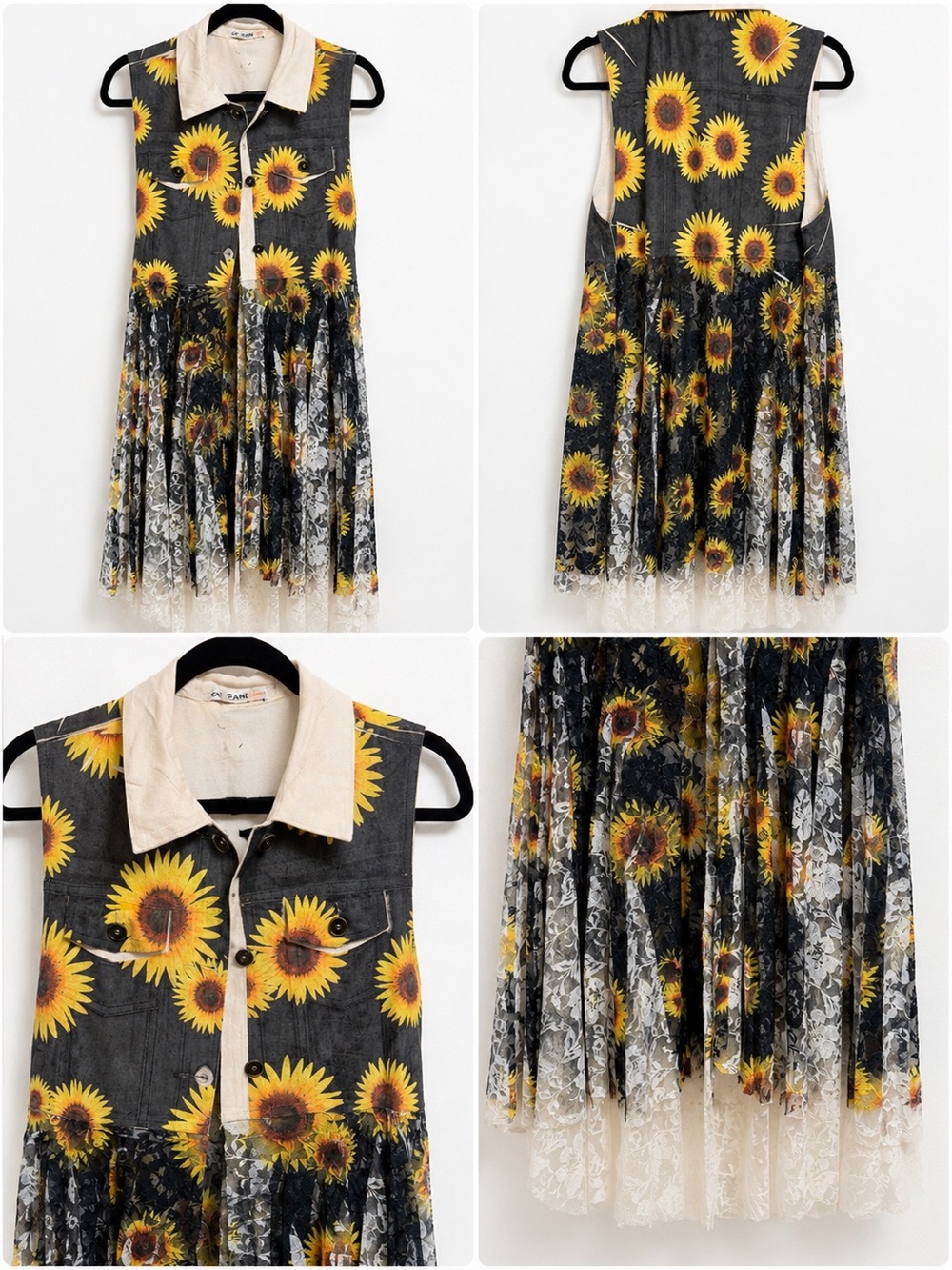 Origami high low lace cottage core festival vest dress